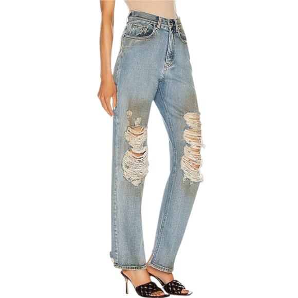 Retrofete Chris Jeans Destroyed Distressed Ripped Denim in Zephyr - Picture 2 of 12